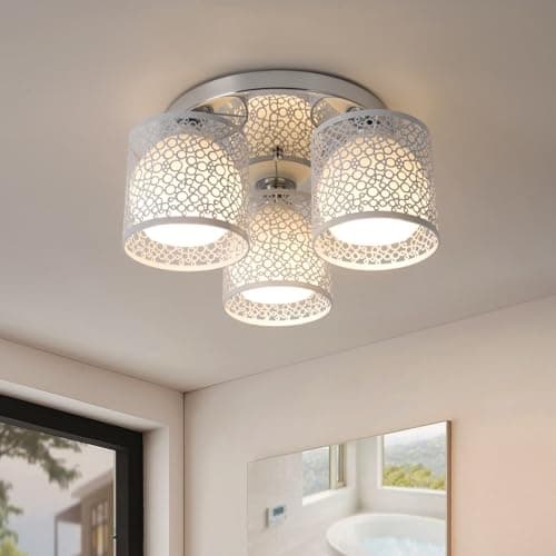 Image of ZYDTRIP 3-Light Chandelier with Milky Glass Shade - Modern Ceiling Light Fittings for Bedroom, Living Room, Hallway, Bathroom, Foyer, Kitchen
