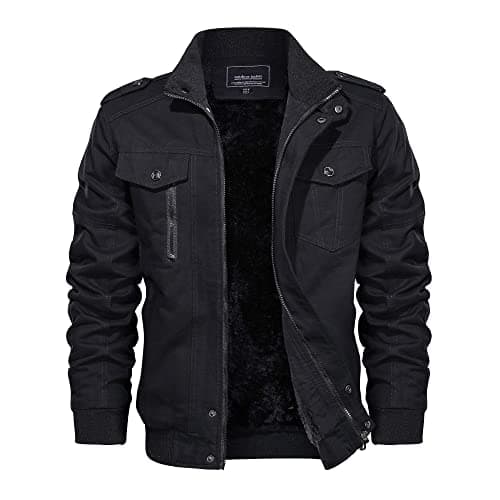 Image of EKLENTSON Men's Military Coats Windbreakers Motorcycle Outwear Warm Cargo Jacket Fleece Lined with Multi Pockets
