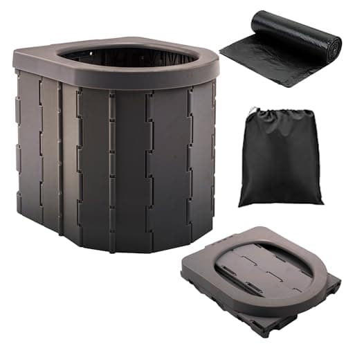 Image of KINSPORY Portable Toilet, Outdoor Camping Toilet Fishing Toilet Campervan Toilet Collapsible Toilet Bucket Portable Loo Camping WC
