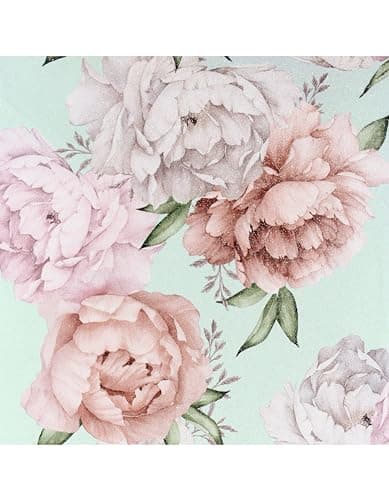 Image of Arthouse Mixed Peonies Mint Vinyl Wallpaper 251908, Blue, green