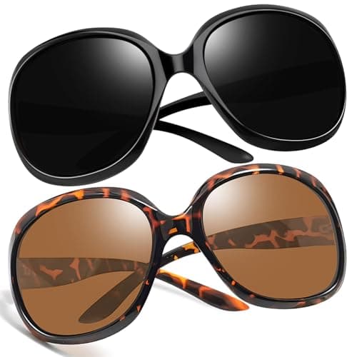 Image of Joopin Oversized Sunglasses for Women Fashion Large Frame Designer Sun Glasses Polarised UV Protection Big Sunnies Shades Ladies (Black+Tortoise Brown)