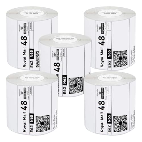 Image of iSOUL 4X6 Direct Thermal Printer Labels 5 Rolls 100mm x 150mm [2500 Labels] White Permanent Adhesive Shipping Labels Rolls Compatible with Etsy Shopify Ebay Amazon Royal Mail FedEx 5 Rolls Pack