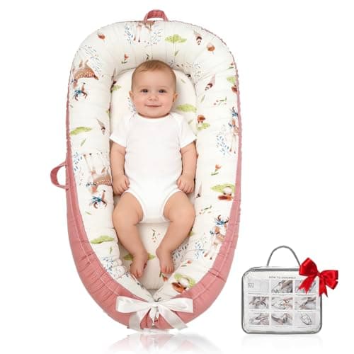 Image of Meindoovm Baby Lounger | Organic Cotton Infant Lounger | Reversible, Adjustable & Portable Floor Lounger | Soft, Breathable, Washable Cover