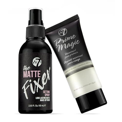 Image of W7 Prime Magic & The Fixer Matte Set - Makeup Primer & Setting Spray Duo for a Smooth, Matte Finish - Pore Minimiser & Shine Control - Quick-Drying, Non-Sticky - Vegan & Cruelty-Free