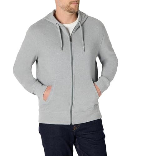 Image of Amazon Essentials Men's Lightweight French Terry Full-Zip Hoodie with Comfortable Fit, Light Grey Heather, XL