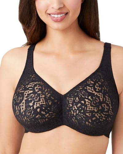 Image of Wacoal Women's Halo Lace Full Coverage Underwire Bra, Black, 40D