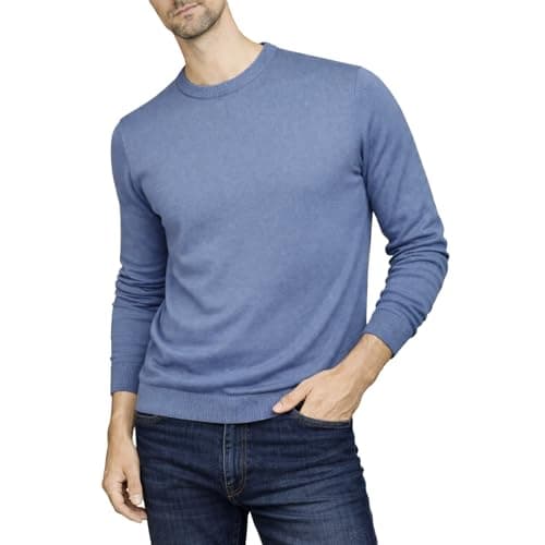 Image of Xact Mens Jumper 100% Cotton Crew Neck – Lightweight 12 Gauge Knit Jumper for Men UK, Smart Casual Work & Office Sweater (Royal Blue) M