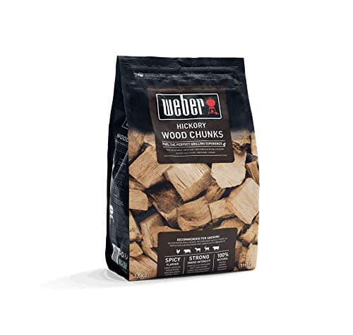 Image of Weber Hickory Wood Chunks (1.5kg Pack) - for smoking poultry, pork, game & beef, intense, slightly sweet aroma, 100% natural wood (17619)