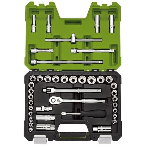 Image of Draper Expert MM/AF Combined Socket Set, 3/8" Sq. Dr., Green (41 Piece)