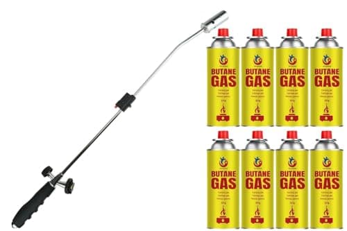 Image of Easy Shopping® Weed Wand Garden Weed Burner With 8 Gas Canisters Butane Gas 227g each, Blowtorch Garden Torch Weeds Killer Burner