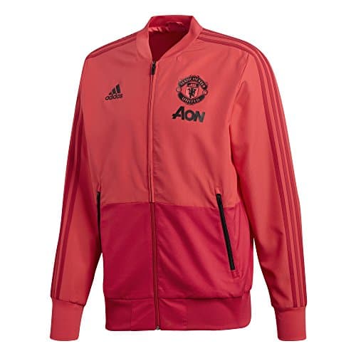 Image of adidas Men's Manchester United Presentation Jacket, Mens, Presentation Jacket, CW7629, Core Pink/Blaze Red/Black, XS