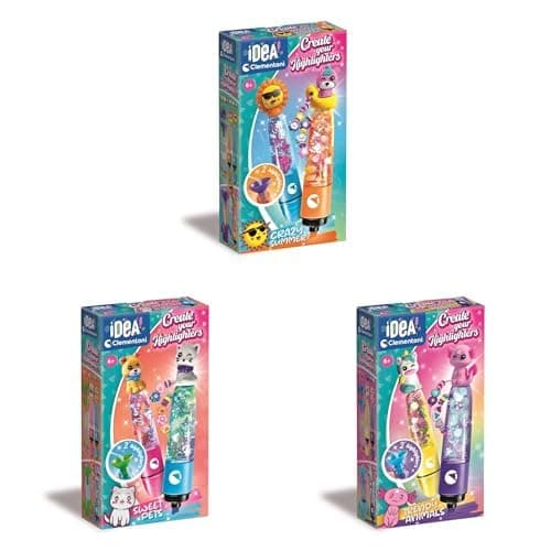 Image of Bundle of Clementoni Idea – Create Your Highlighters: Crazy Summer, Personalised Highlighter Lab, Creative Kit for Children 6+ Years