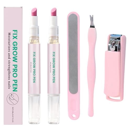 Image of 2 Pcs 3-in-1 Nail Care Pen, 2ml Cuticle Oil Pen with Nail Clippers Kit, Cuticle Remover for Dry Damaged Nails Repair Moisturize Brighten Care