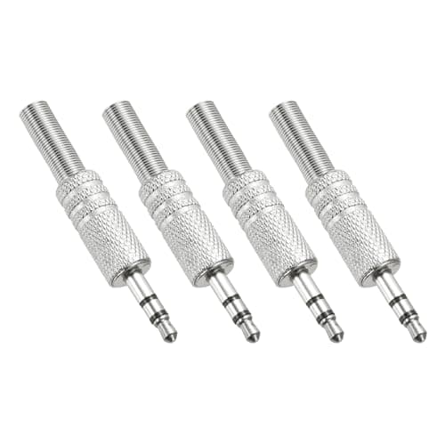 Image of sourcing map 4 Pcs 1/8" TRS Audio Male Plug, 3.5mm Stereo Jack Plug Adapter Replacement, 2 Pole Solder Jack Cable Connector for Speaker Microphone Guitar (Carved Style, Silver Tone)