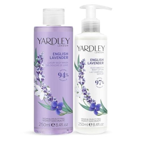 Image of Yardley London Body Wash & Lotion Collection - English Lavender & Timeless British Floral Scent, Moisturising Body Wash & Lotion Set, Delicate Luxury Skin Care Gift for Women