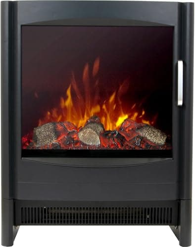 Image of Adam Sureflame Keston Electric Fireplace/Stove in Black, Realistic LED Flame Effect, 1.8kW Heat Output, Traditional Design