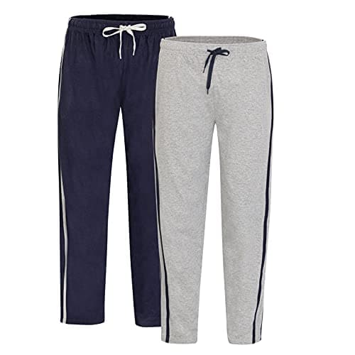 Image of Mens 2 Pack Pyjama Bottoms Loungewear Night Pants with Pockets (M,Navy/Grey)
