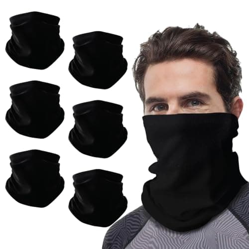 Image of wonderCat LONDON 6 PCS Unisex Neck Warmer, Tube Seamless Multifunctional Balaclavas, Face Cover, Face mask, Cycling mask, Ski Mask, Face Snoods Headwear, Cycling Daily Wear (Black)