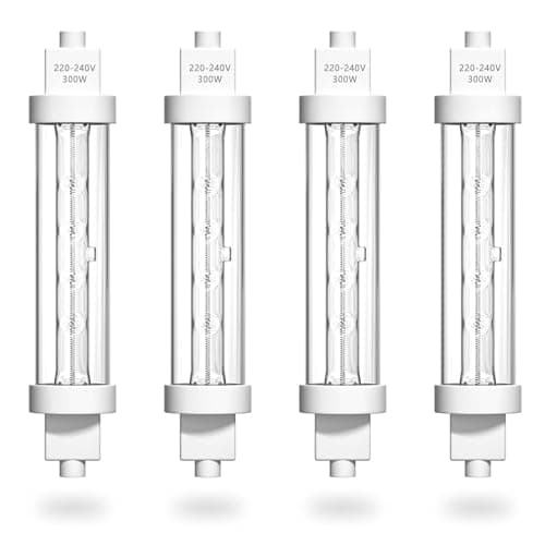 Image of HeatingLux R7S Food Heat Lamp Bulb 300W Gantry Heating Lamp 118MM Jacketed Light Halogen Gantry Kit Food Safe Lamp 240v for Buffets, Catered Event, 4 PCS