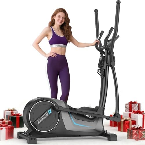 Image of Neezee Elliptical Cross Trainer, Ultra Quiet Cross Trainer for Home Use with 16 Levels Resistance, 8KG Flywheel, 16.5IN Stride, Max Weight 150KG, LCD-Display, Pulse Sensors, Device Holder