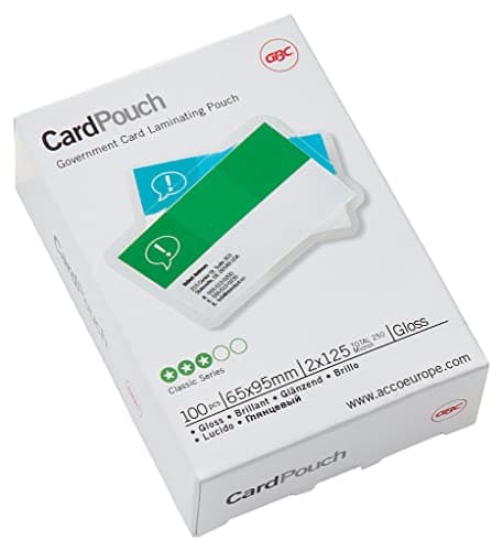 Image of GBC 65x95mm 2x125 Micron Gloss Card Laminating Pouches, Pack of 100, 3740301