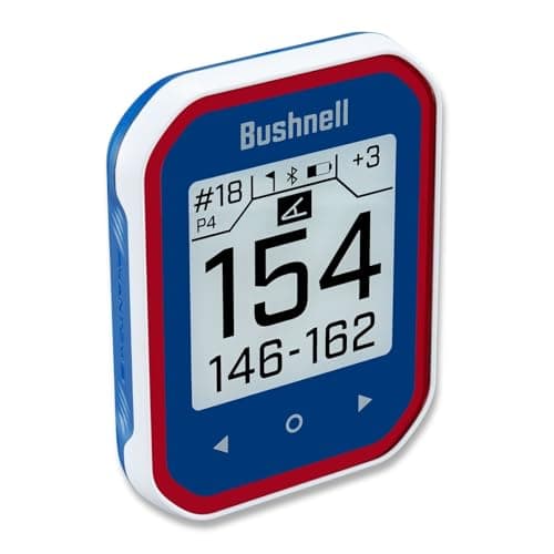 Image of Bushnell Golf Phantom 3 Slope GPS – Handheld Golf GPS with slope adjusted distances, strong magnet cart mount, 38,000+ lanes, automatic hole advance - red/blue