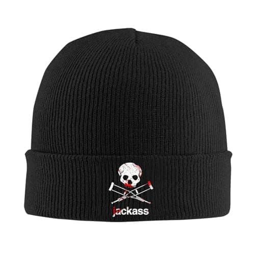 Image of Kakiinr Jackass Warning Fitted Jersey 'S Fashion Black Knitted Beanie Unisex