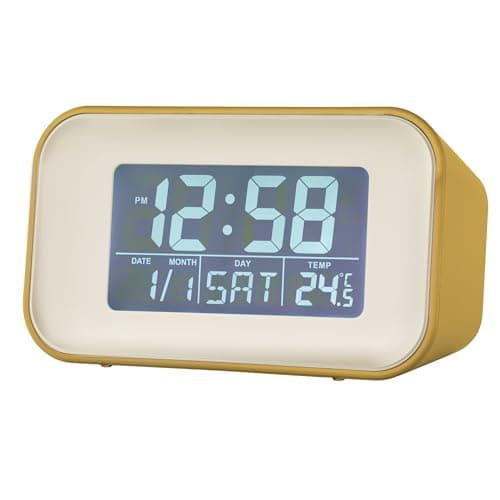 Image of Acctim 15861 Alta yellow alarm clock with indoor temperature