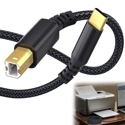 Image of USB B to USB C Cable, 2M Printer Cable, Data Connection, Durable Type C to USB B Piano Keyboard & Printer Cord, Universal Adapter for HP Canon Epson, MacBook, Digital Piano & USB A/B Devices