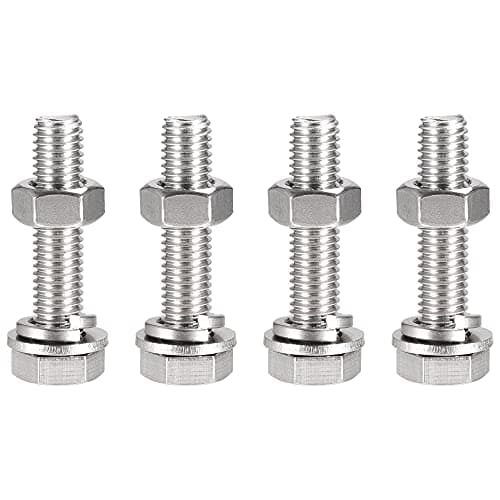 Image of sourcing map M10 x 50mm Hex Head Screws Bolts, Nuts, Flat & Lock Washers Kits, 304 Stainless Steel Fully Thread Hexagon Bolts 4 Sets