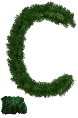 Image of Christmas Garland 9ft (2.7m x 25cm) – Pine Plain Green Artificial Flexible | Non-Lit Xmas | Indoor/Outdoor Decoration for Stairs, Mantelpiece, Front Door & Windows | Holiday Home Décor (PACK of 1)