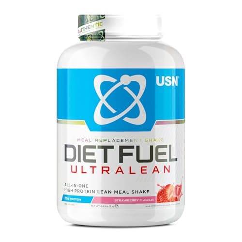 Image of USN Diet Fuel Ultralean Meal Replacement Shake | Strawberry | 2kg with 36 Servings | High Protein, Low Calorie Shake | Calorie-Controlled Diet Support for Weight Loss | 24 Vitamins & Minerals