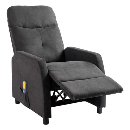 Image of Bonnlo Chair Recliners, Recliner Chair with Massage & Heat, Oversized Recliners Armchair Lounge Sofa Adjustable Leg Rest, Side Pocket, for Home Living Room Theatre (Black Fabric)