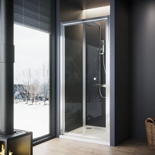Image of ZANOFIRA 800mm Bi-Fold Shower Door Folding Shower Screen 6mm Toughened Clear Safety Glass Space Saving Magnetic Seal Reversible for Wet Rooms En-Suites