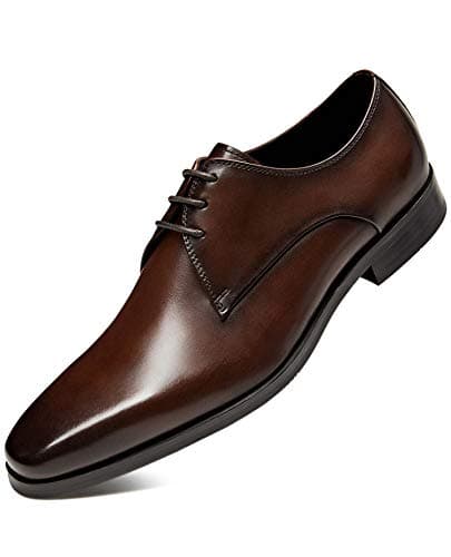 Image of FRASOICUS Men's Dress Shoes Genuine Leather Lace Up Classic Oxford Office Shoes for Men Dark Brown Size: 9 UK