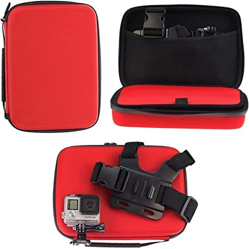Image of Navitech Red Action Camera Hard Case - Compatible With Kitvision Escape HD5 720p HD Waterproof Action Camera