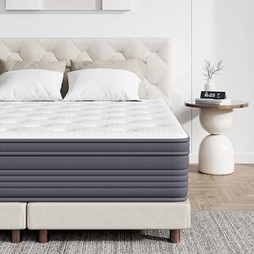 Image of Senque Double Mattress 135x190cm, 26cm Orthopedic Hybrid Mattress with Pocket Springs & Memory Foam, Medium Firm Comfort & Support, Breathable & Skin-Friendly, Mattress in a Box (White, Double)