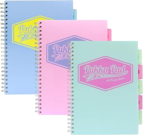Image of Pukka Pad Pastel A4 Project Book, Pack of 3, Assorted Colours
