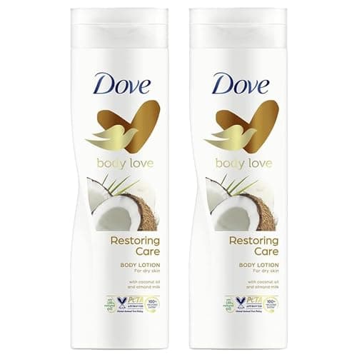 Image of Dove Body Love Restoring Care Body Lotion For Dry Skin with Coconut Oil and Almond Milk 400ml – Pack of 2
