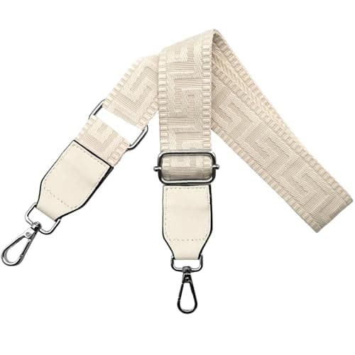 Image of Omxyinma Bag Straps Replacement Handbag Strap Wide 3.8 cm with Silver Hardware Buckle, with Leather, Shoulder Straps for Bags, Crossbody Handbags Women, Pure beige, T02