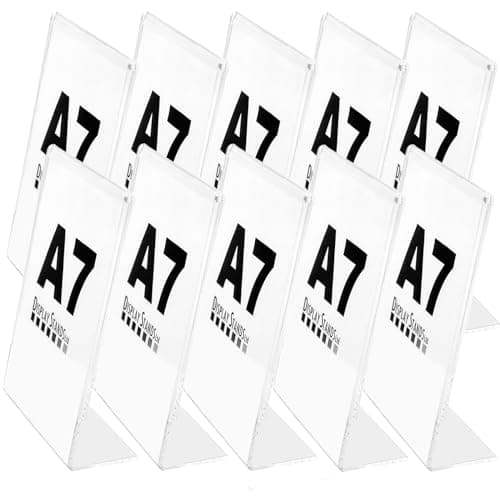 Image of DSL A7 Acrylic Poster Menu Holder - Portrait, Single Sided, Table Display Stand, Sign Holder, Perspex Freestanding Menu Holder (SU-PSS) (10, A7)
