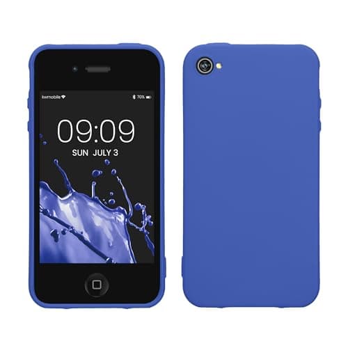 Image of kwmobile Case for Apple iPhone 4 / 4S Case - Soft Cover - Shockproof TPU Material - Wireless Charging - Baltic Blue