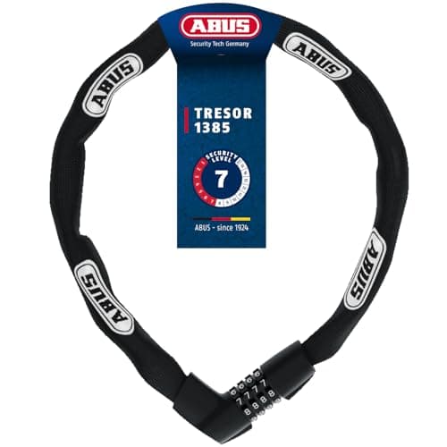 Image of ABUS chain lock Tresor 1385 - hardened steel combination lock - 7 mm thick square chain - security level 7 - 110 cm - black