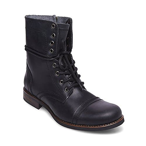 Image of Steve Madden Men's Troopah-c Combat Boot, Black Leather, 10.5 UK