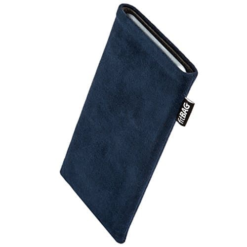 Image of fitBAG Classic Blue custom tailored sleeve for LG G8s ThinQ | Made in Germany | Genuine Alcantara pouch case cover with MicroFibre lining for display cleaning