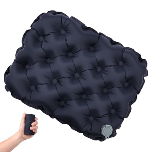 Image of AUYAO Inflatable Seat Cushion Portable Travel Airplane Seat Cushion Self-Inflating Camping Air Sitting Pad Hiking Air Seat Chair with Carry Bag Lightweight Sit Mat Pad for Fishing Concert(Navy Blue)
