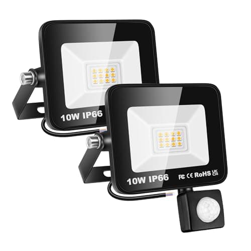 Image of Willpower 2pcs LED Floodlight 10W 1000lm Security Lights Outdoor with Motion Sensor LED Work Light IP66 Waterproof PIR Lights Warm White 3000K Wall Light for Garden Garage Court Patio Lawn