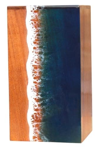 Image of Sea shore urn for cremation ashes | Resin ocean urns for adult | wooden urns for ashes adult male | small decorative urn for male and female (Design-1, Extra-small)