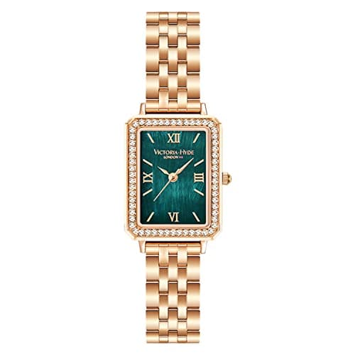 Image of VICTORIA HYDE Rectangle Women's Watch Green Dial Analogue Quartz Wrist Watch with Stainless Steel Strap, Bracelet