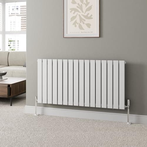 Image of DuraTherm® 600 x 1212mm White Horizontal Designer Radiator Single Column Flat Panel Modern Central Heating Panels Bathroom Radiators